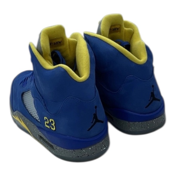 Nike Air Jordan 5 V Retro Laney Blue Yellow Grey Suede CD2720-400 Mens Size 9 - Picture 4 of 7